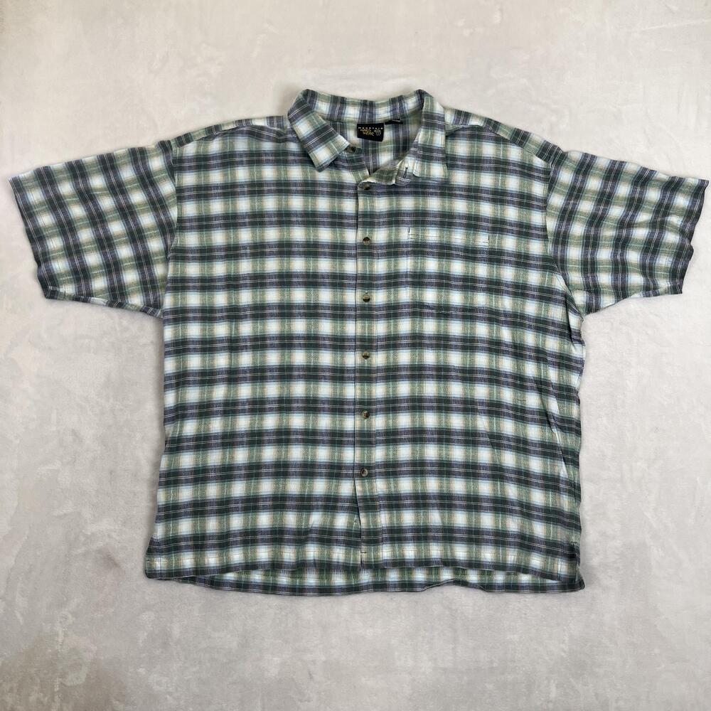 Mountain Hardwear Shirt Mens 2XL Green Plaid Short Sleeve Button Front Casual
